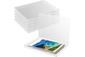 6 Pack Photo Storage Box Fits 8" x 10" Photo, Stackable Scrapbook Paper Storage with Snap Tight Latch, Large Plastic Craft Ke