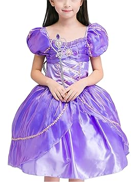 FStory&Winyee Mädchen Prinzessin Sofia Kostüm Lila Kinder Cosplay Tutu Blumen Kleid Märchen Karneval Verkleidung Party Weihna