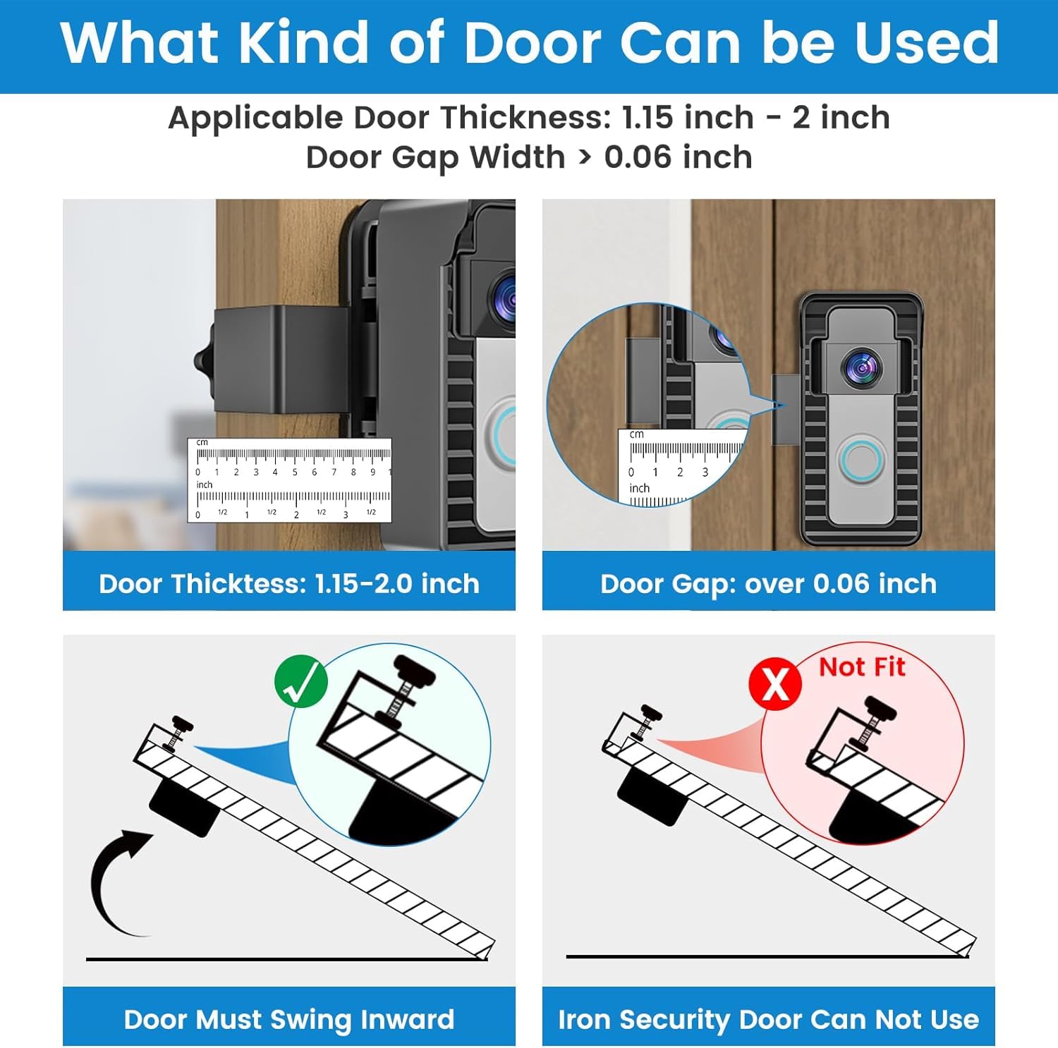 Ring Doorbell Mount, Anti-Theft Video Doorbell Angle Mount for Apartment with 45 to 135 Degree Adjustable, Ring/Blink/Eufy Wireless Camera Doorbell Bracket Holder
