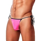 MIZOK Men's Side Tie Swim Bikini Sexy Beach Thong Hip Tie Swimsuit