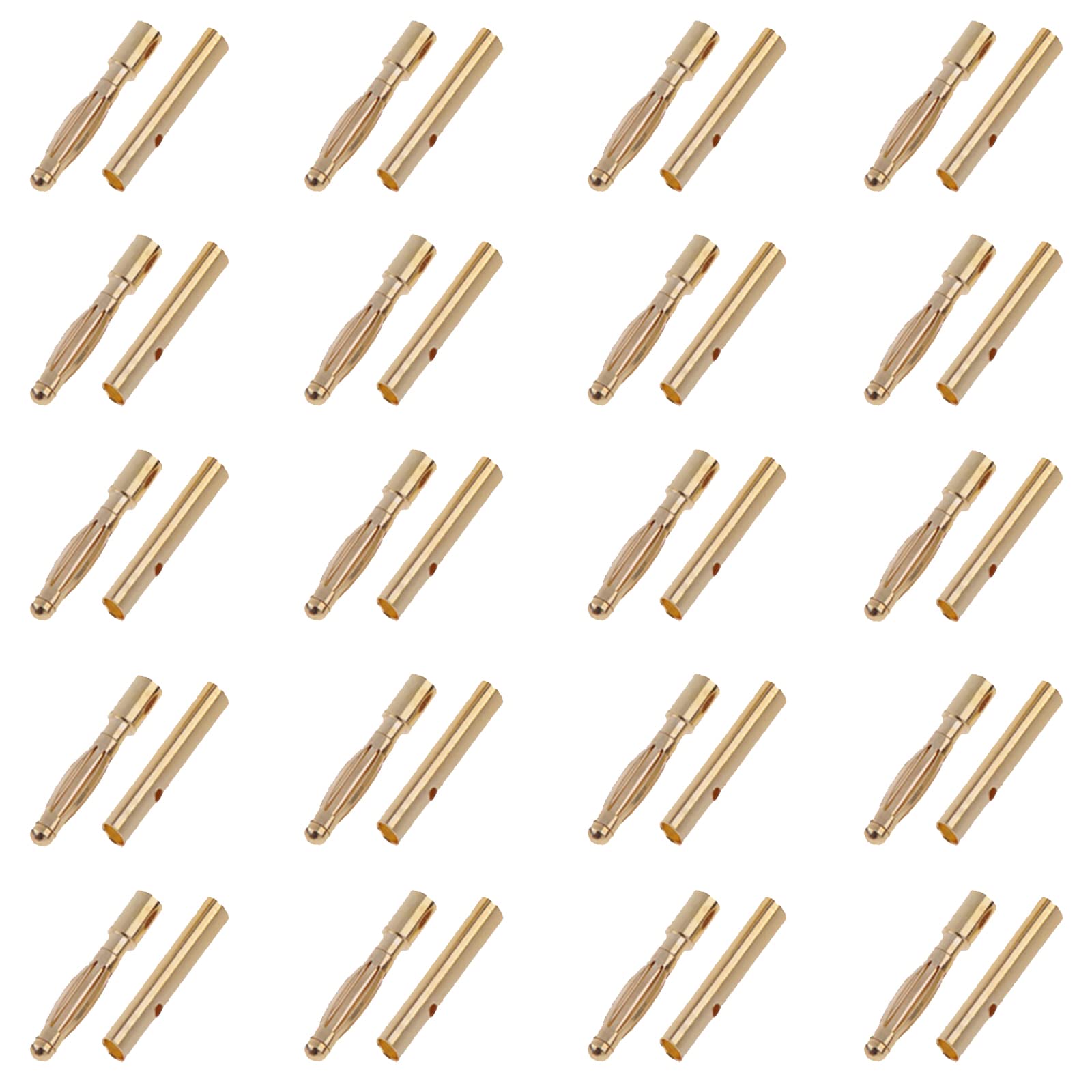 Boladge 20 Pairs Gold-Plated 2.0mm 2mm Male Female Banana Plug Bullet Connector for ESC Motor Lipo Battery
