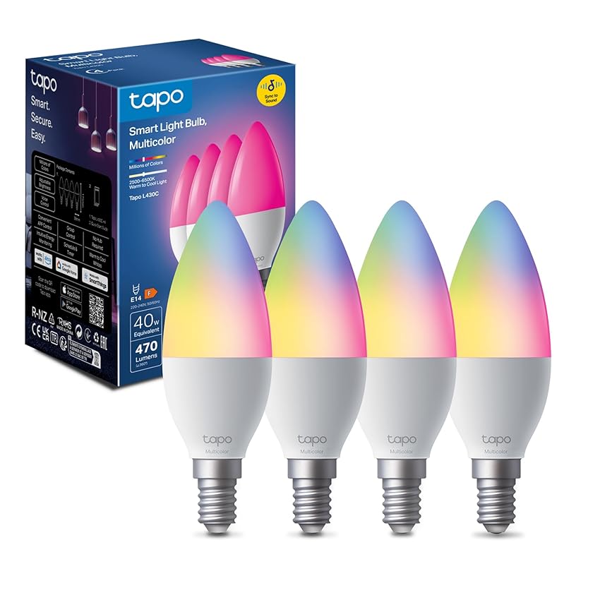Tapo L430C Lampadina Alexa E14 Multicolore e Dimmerabile a Doppio Strato