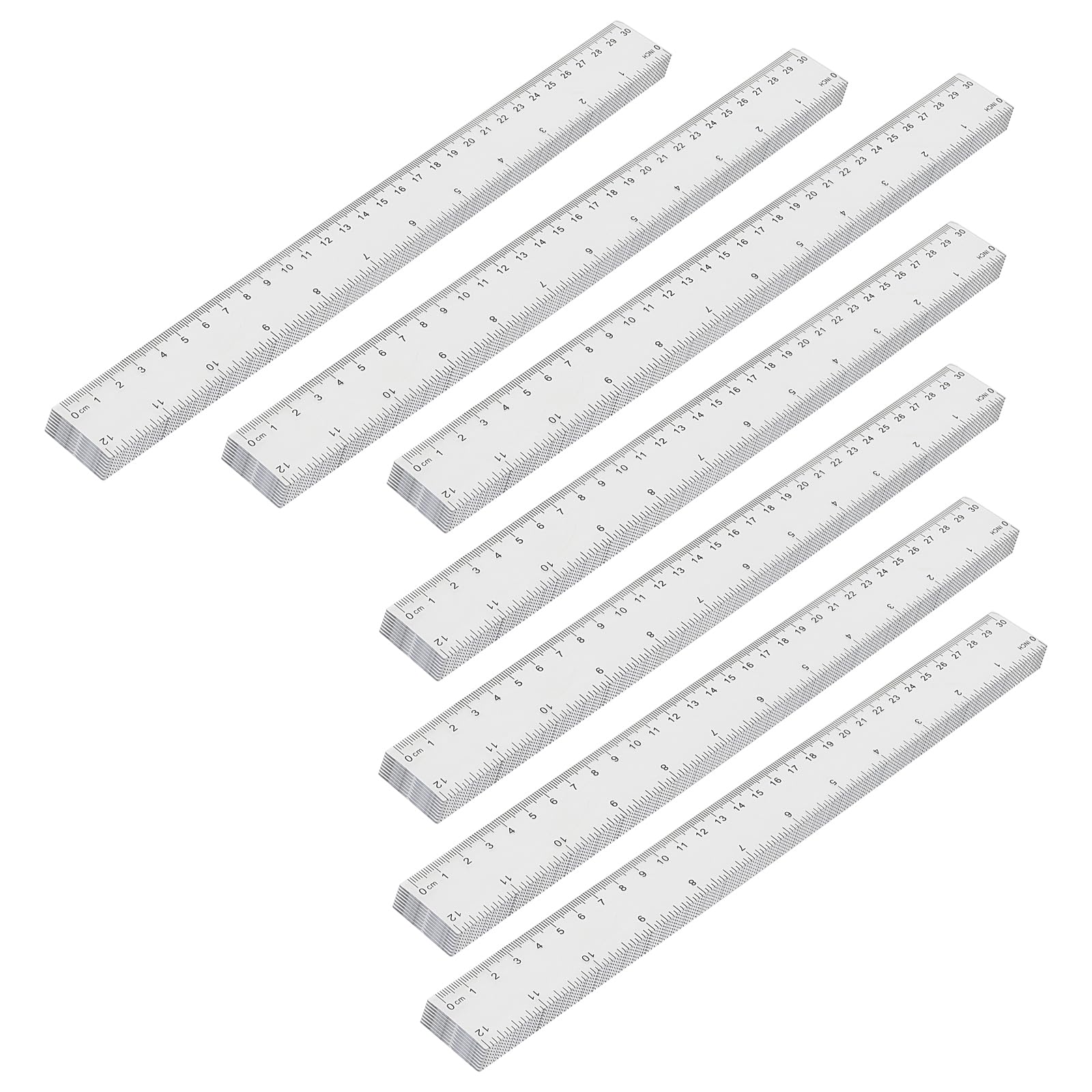 MUKCHAP 50 Pack 30cm/12 Inch Clear Plastic Ruler, Metric & Imperial, Transparent for Home & Office