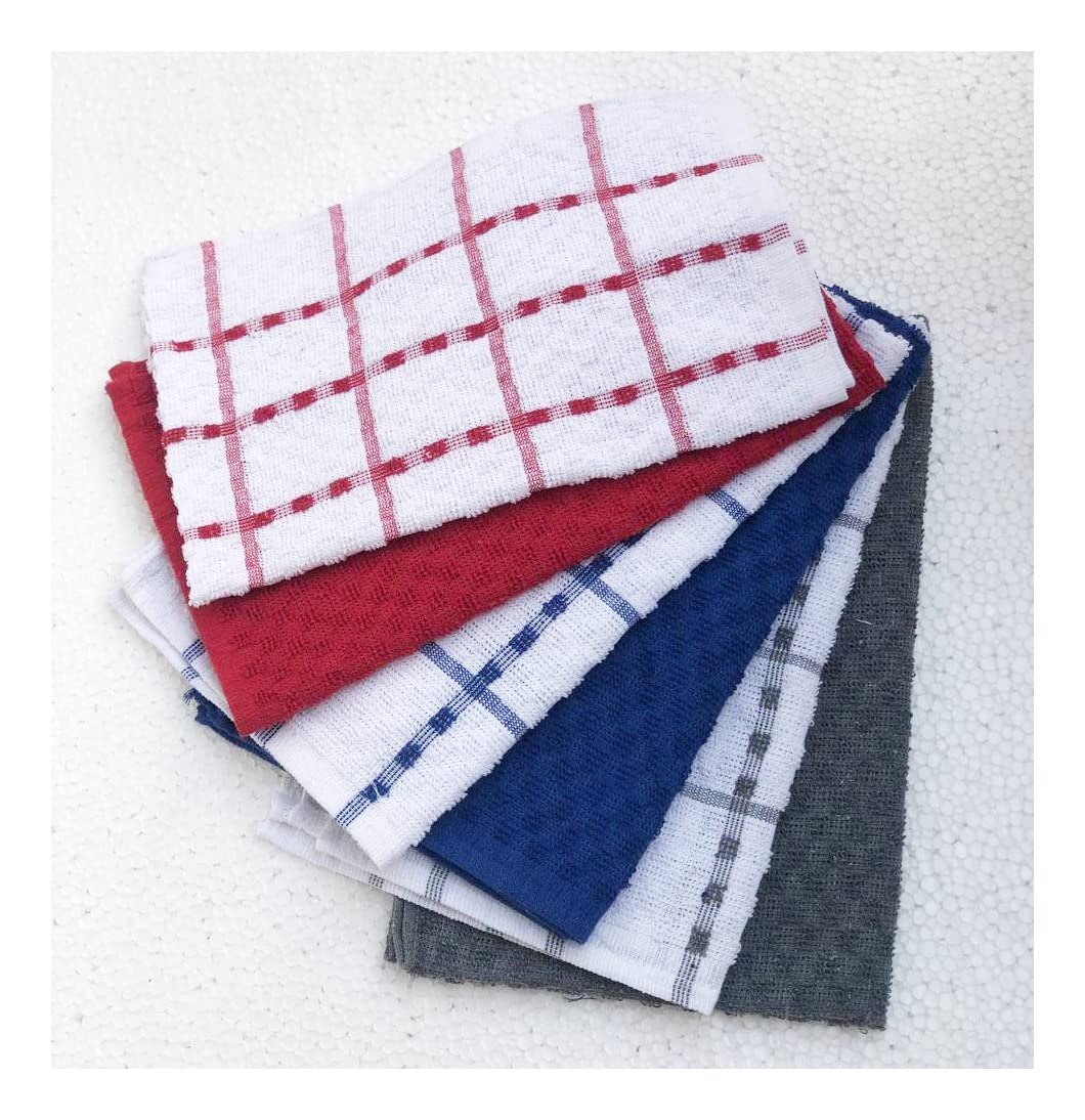 Terry Tea Towels Jumbo Size (70x45cm), 100% Egyptian Cotton, Super Absorbent, Quick Dry, Professional Grade Lint Free Fade Resistant Dish Cloth, Ideal for Kitchen Restaurant Bar (Pack of 12)