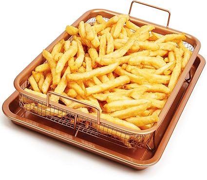 Plat De Cuisson En Cuivre Et Ceramique Ica Home Pour Des Frites Croustillantes Sans Graisse Ni Friture Transformez Votre Four En Friteuse A Air Z7400 Amazon Fr Cuisine Maison