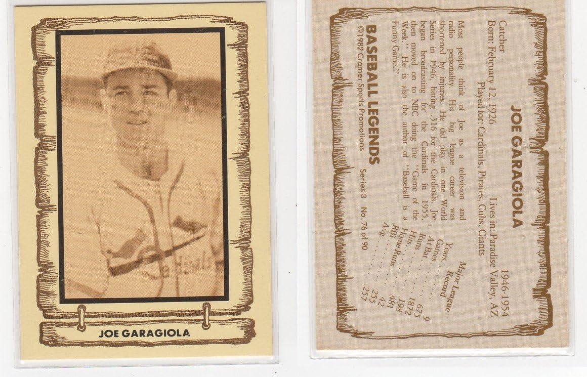 Joe Garagiola Baseball Legends Baseball Card St.Louis Cardinals at