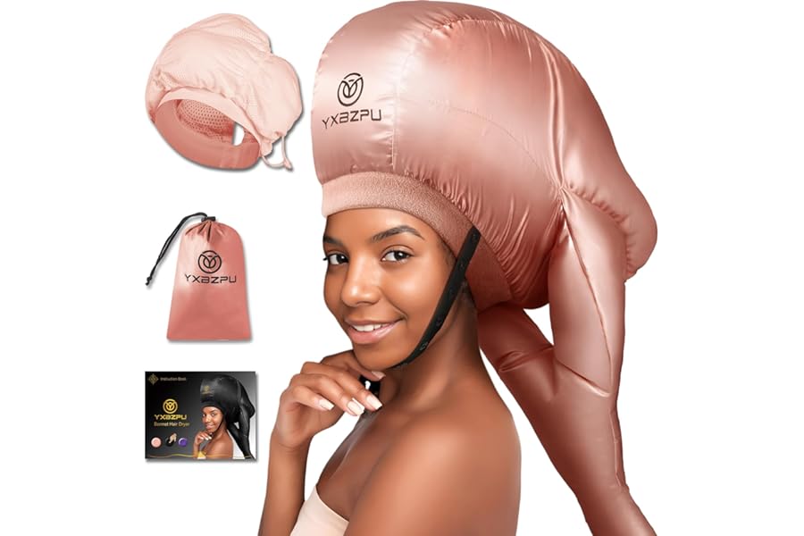 Bonnet Hair Dryer,Hooded Dryer Bonnet,Hair Dryer Hooded Diffuser Cap for Curly,Speeds Up Drying Time,Safety Deep Conditioning,Styling,Curling at Home(Pink)