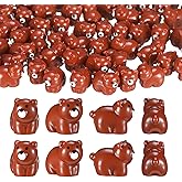 Geelin 100 Pcs Mini Brown Bear Figurines Resin Bear Figures Adorable Miniature Animal Figures for Easter Basket Fillers Craft DIY Fairy Gardens, Cake Toppers, Micro Moss Landscape Decor