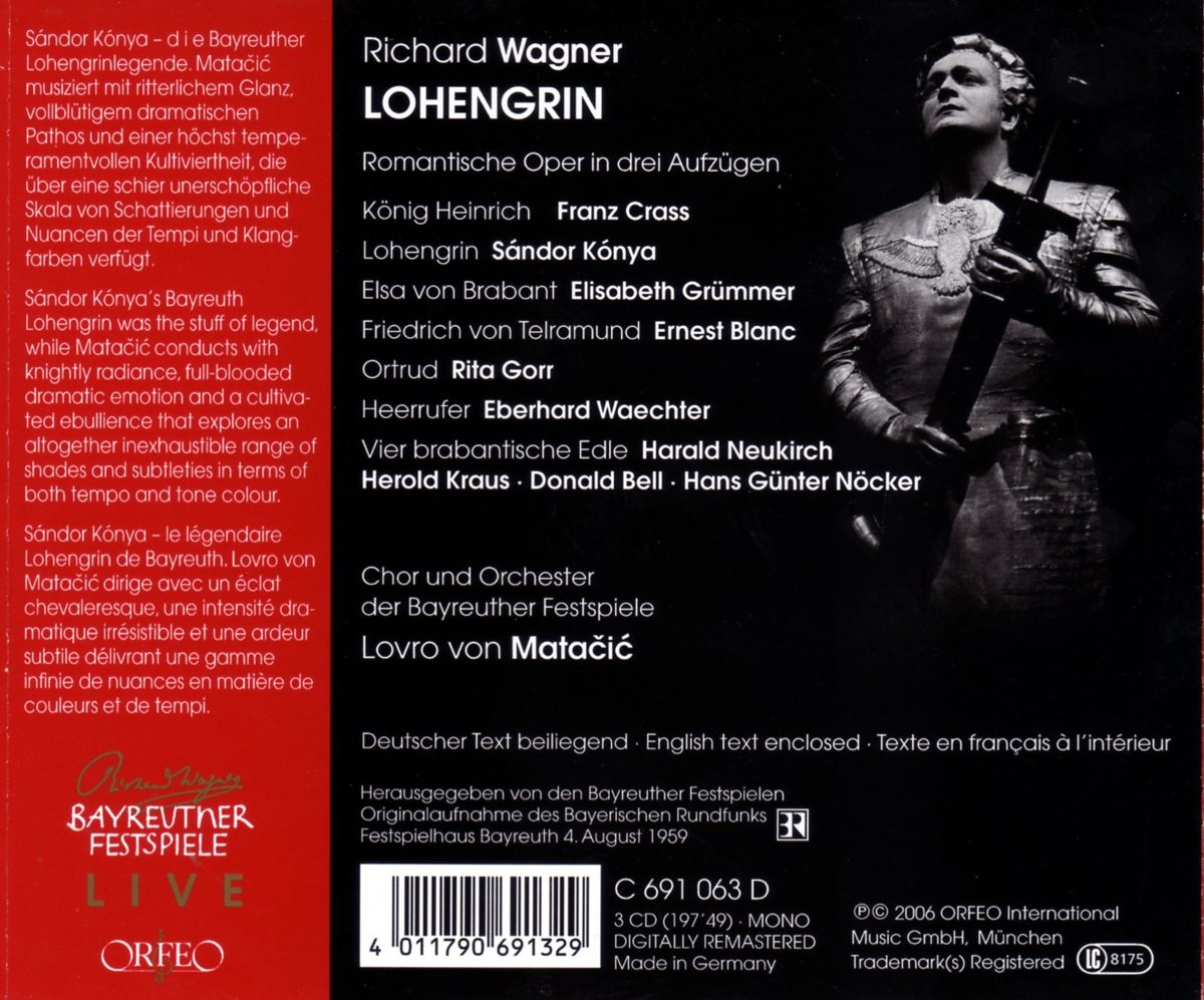 Lohengrin Sandor Konya Elisabeth Grummer Amazon Fr Musique