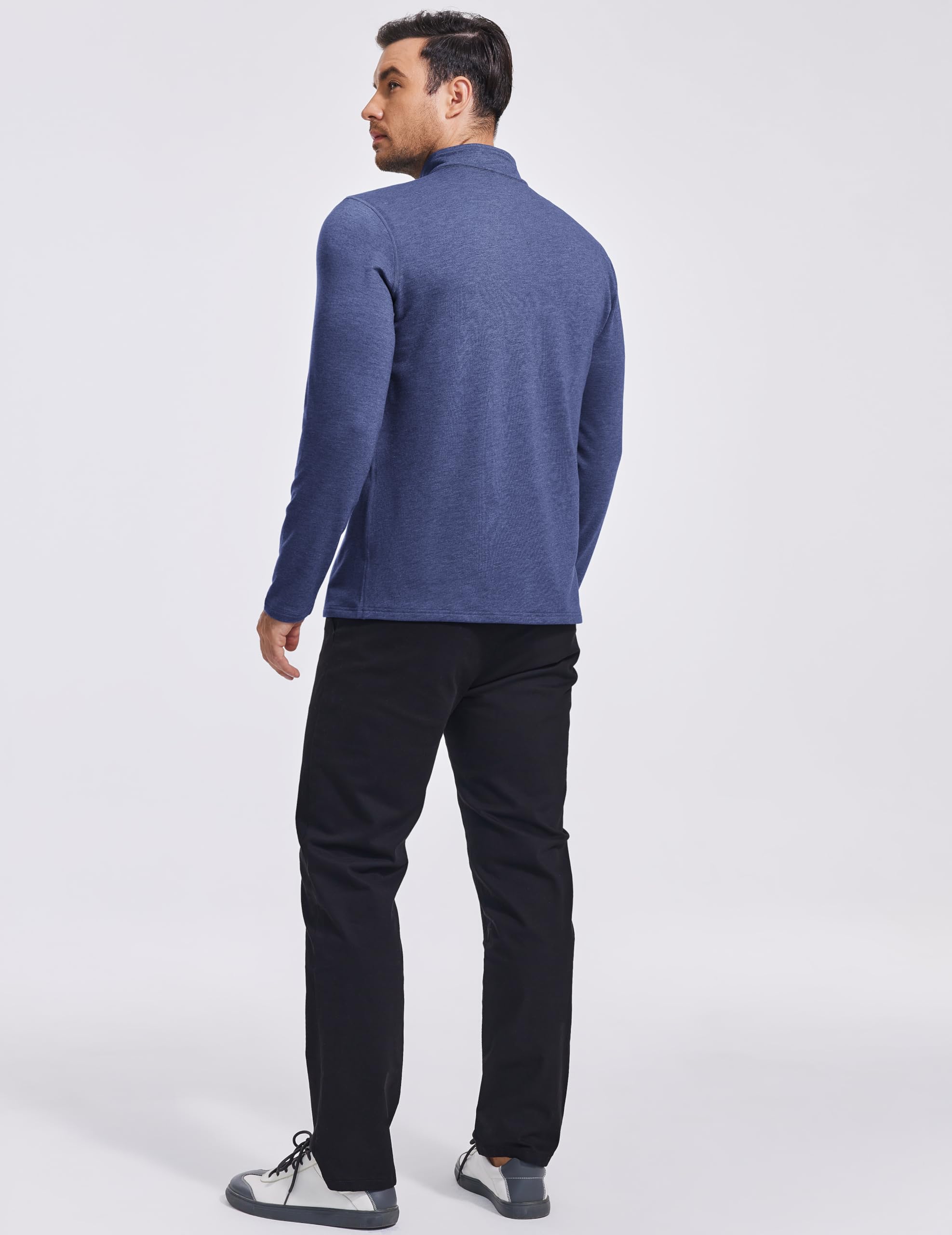 PINSPARK Men's Quarter Zip Up Pullover Mock Neck Sweatshirts Long Sleeve Golf Shirts Performance Athletic Casual Workout Khaki