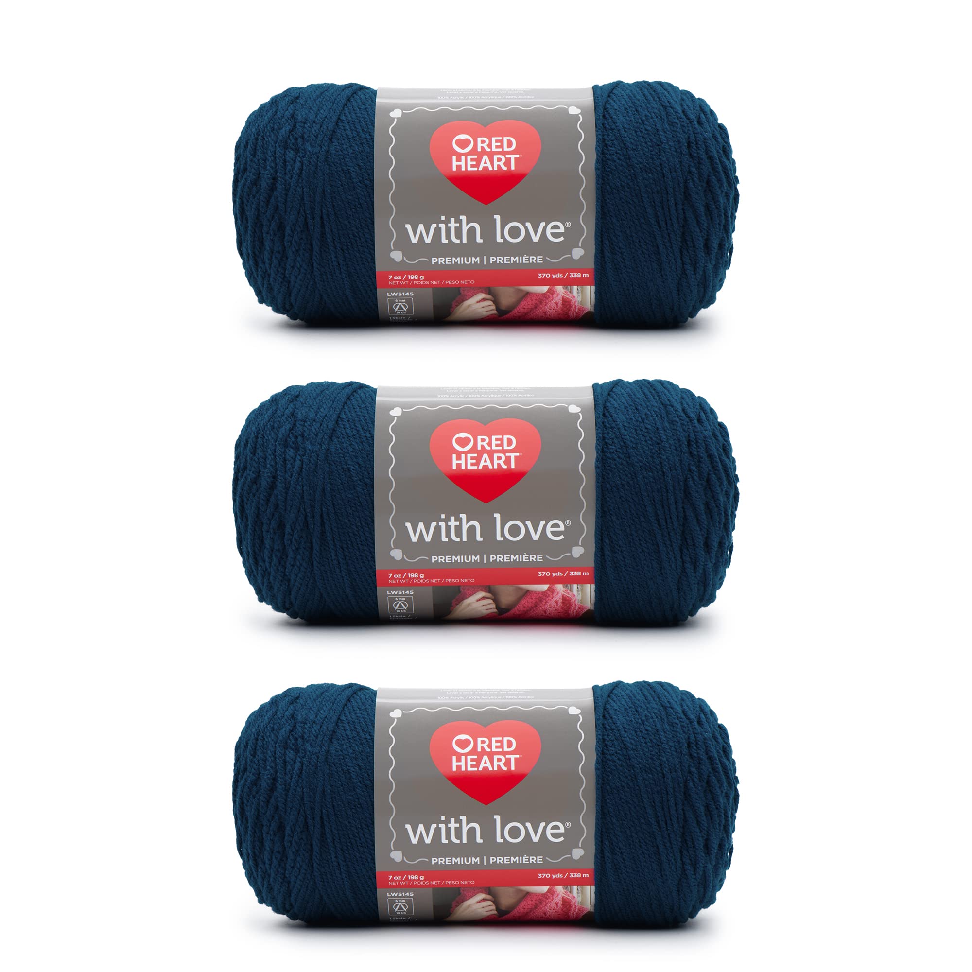 Red Heart with Love Peacock Yarn - 3 Pack of 198g/7oz - Acrylic - 4 Medium (Worsted) - 370 Yards - Knitting/Crochet — image 1