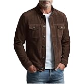 Vatwib Men's Trucker Suede Jacket Lightweight Blazer Casual Sport Coat