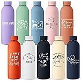 LemonRoad 10 Pcs Christian Gifts for Women Stainless Steel Water Bottles 17oz Christian Tumbler Bible Verse Cups Religious Gifts for Easter Religious Church(Multicolor,Fashion)