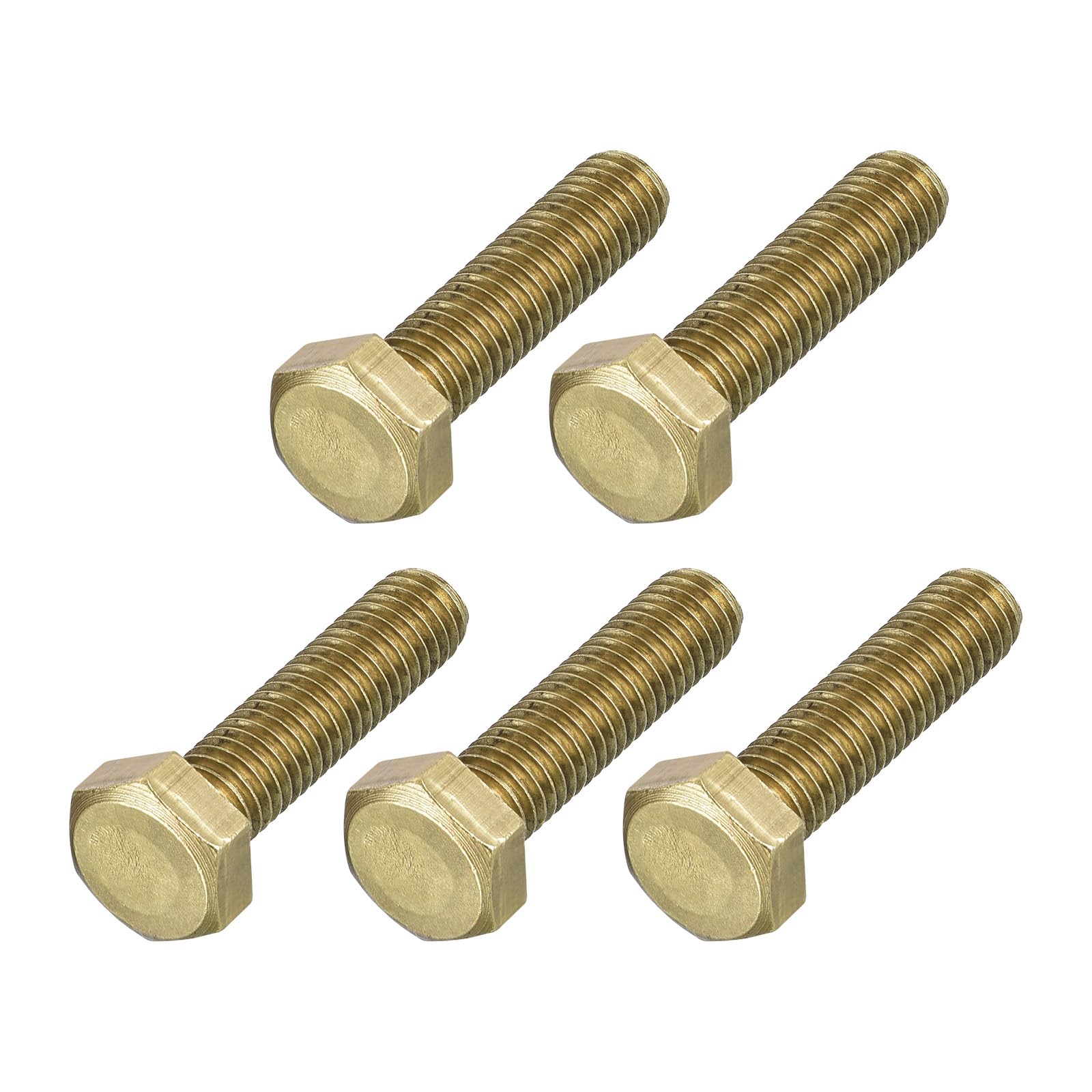 METALLIXITY Hex Head Screw Bolt (M8-1.25x35mm) 5Pcs, Brass Fully Threaded Solid Brass Hex Bolts Machine Screws - for Machinery Repair