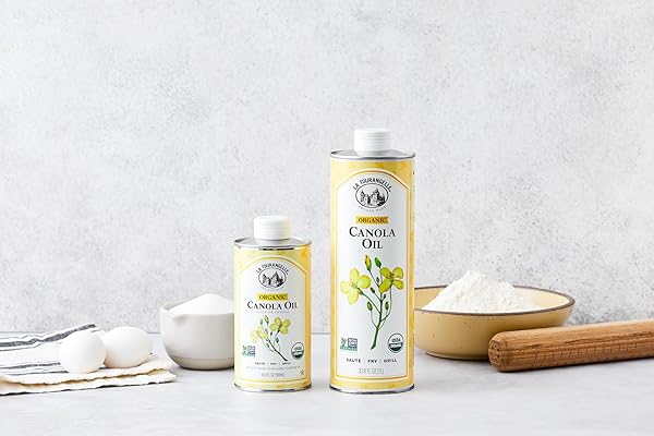 LA TOURANGELLE, ORGANIC CANOLA OIL, EXPELLER-PRESSED NON-GMO CANOLA SEEDS, PESTICIDE AND CHEMICAL FREE, HIGH HEAT NEUTRAL COOKING OIL, 33.8 FL OZ