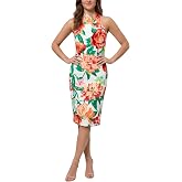 Rachel Rachel Roy Women's Harland Elegant Sleeveless Crossover Halter Printed Bodycon Midi Cocktail Party Dress
