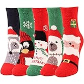 Gellwhu Adult Christmas Fuzzy Socks with Grips Plus Size Warm Winter Luxury Cozy Fluffy Holiday Socks Stocking Stuffers Gifts