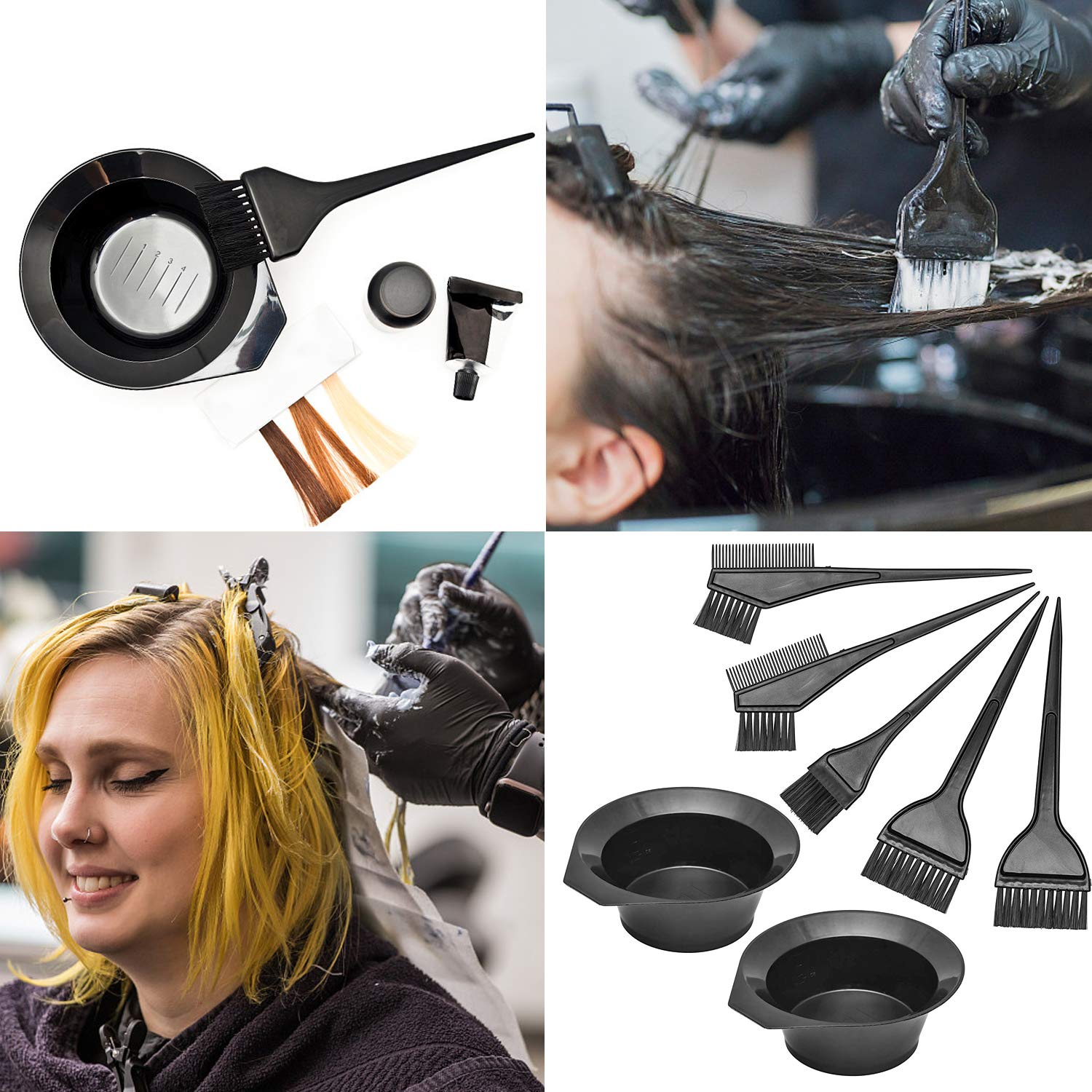 30 Pieces Hair Coloring Dyeing Kit with Hair Tinting Bowl, Dye Brush, Ear Cover, Cape, Gloves Hair Color Tools for Home Bleaching: Kitchen & Dining