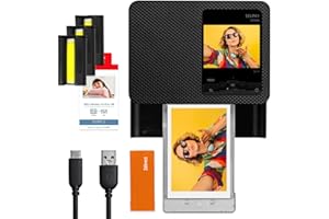 ZDIRECT Selphy CP1500 (Black) Wireless Compact Photo Printer, Instant Portable Photo Printer 4x6 Prints - Phone Picture Printer Bundle + KP-108IN Color Ink/108 Paper Set + Fiber Cloth, USB