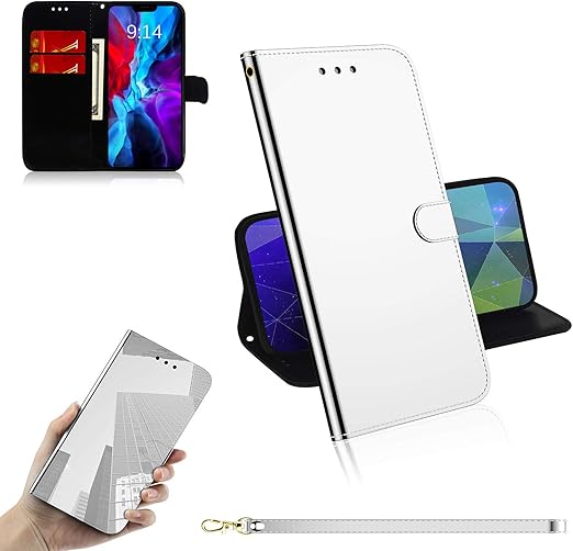 Amazon Com Mirror Wallet Case For Apple Iphone 12 Pro Max Inch Bumper Cover With Card Slots Iphone 12 Pro Max 6 7 Inch Back Case Flip Wallet Case Silver 6 7 Inch