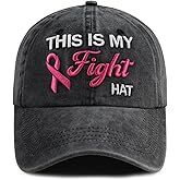 SHANVANKE This is My Fight Hat for Women, Adjustable Embroidered Pink Ribbon Breast Cancer Awareness Baseball Cap