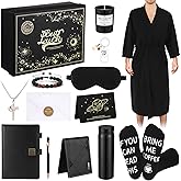 Afarnook 13 Pcs Birthdays Gifts Baskets for Men Get Well Gifts Set for Men Valentine Gift Box Tumbler Wallet Robe Scented Candle Notebook Sock Bracelet Pen for Father Dad Boyfriend Husband(Black)