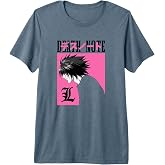 Death Note L Profile in Pink Box with Show Logo Anime Premium Tri-blend T-Shirt