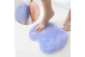 Blue Shower Foot Scrubber Mat Back Washer Exfoliating Bath Wash Pad Wall Mounted Non-Slip Suction Cup