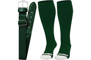 Exxact Sports Youth Baseball Socks and Belt Combo for Boys Girls - Soft, Durable Softball Socks and Belt Youth & Adult Sizes