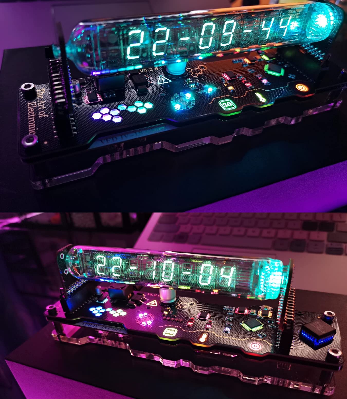 Nixie Computer Display Mua IV18 Fluorescent Tube Clock,Imitation Nixie Tube Clock Cyberpunk ...