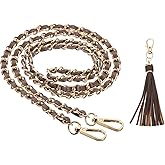 PATIKIL Purse Chain Strap, 47 Inch Leather Chain Straps Purse Strap Replacement Flat Chain Strap with Tassel for Crossbody Bag Handbag Woman, Coffee/Gold