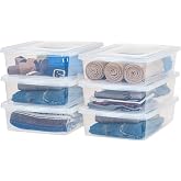 IRIS USA 6-Pack 28 Qt Storage Bins with Lids, Clear, Stackable | Great for clothing, linens, closets and home organization, nestable design, transparent design makes contents easy to find