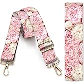 AIOGPD Purse Strap Replacement Crossbody, 3.8cm Wide Shoulder Strap Adjustable Replacement Belt Gold Buckle, Handbag Crossbody Bag Strap Cute Pink Flowers