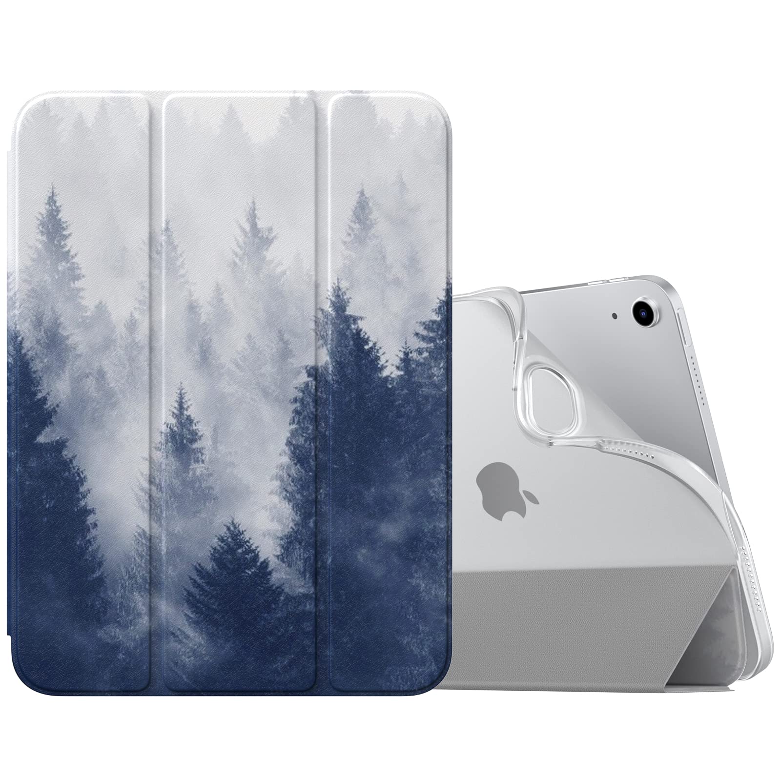 MoKo Case for iPad 10th Gen, 10.9 inch, Soft TPU Translucent Frosted Back Cover, Slim Shell Protective Case with Adjustable Angles, Auto Wake/Sleep, Gray Forest