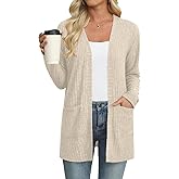 Womens Lightweight Cardigans Long Sleeve Sweaters Knit Open Front Casual Cardigan Sweater with Pockets