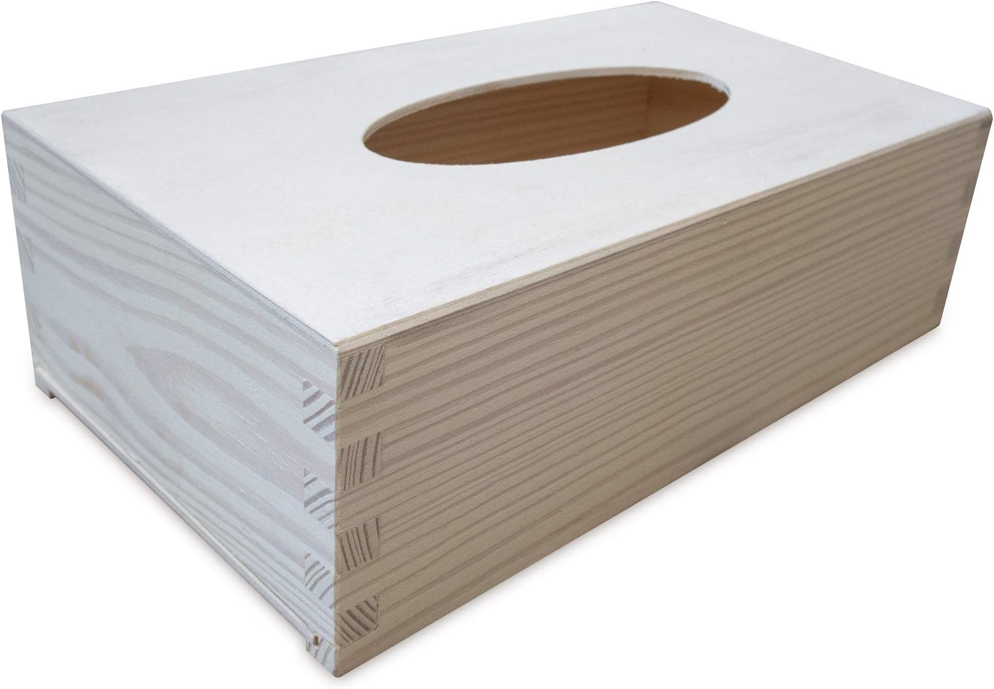 Creative Deco Wooden Tissue Box Holder | White | 25 x 13 x 9 cm | Unpainted Plain Wood Varnished - Perfect for Decoupage, Storage & Decoration