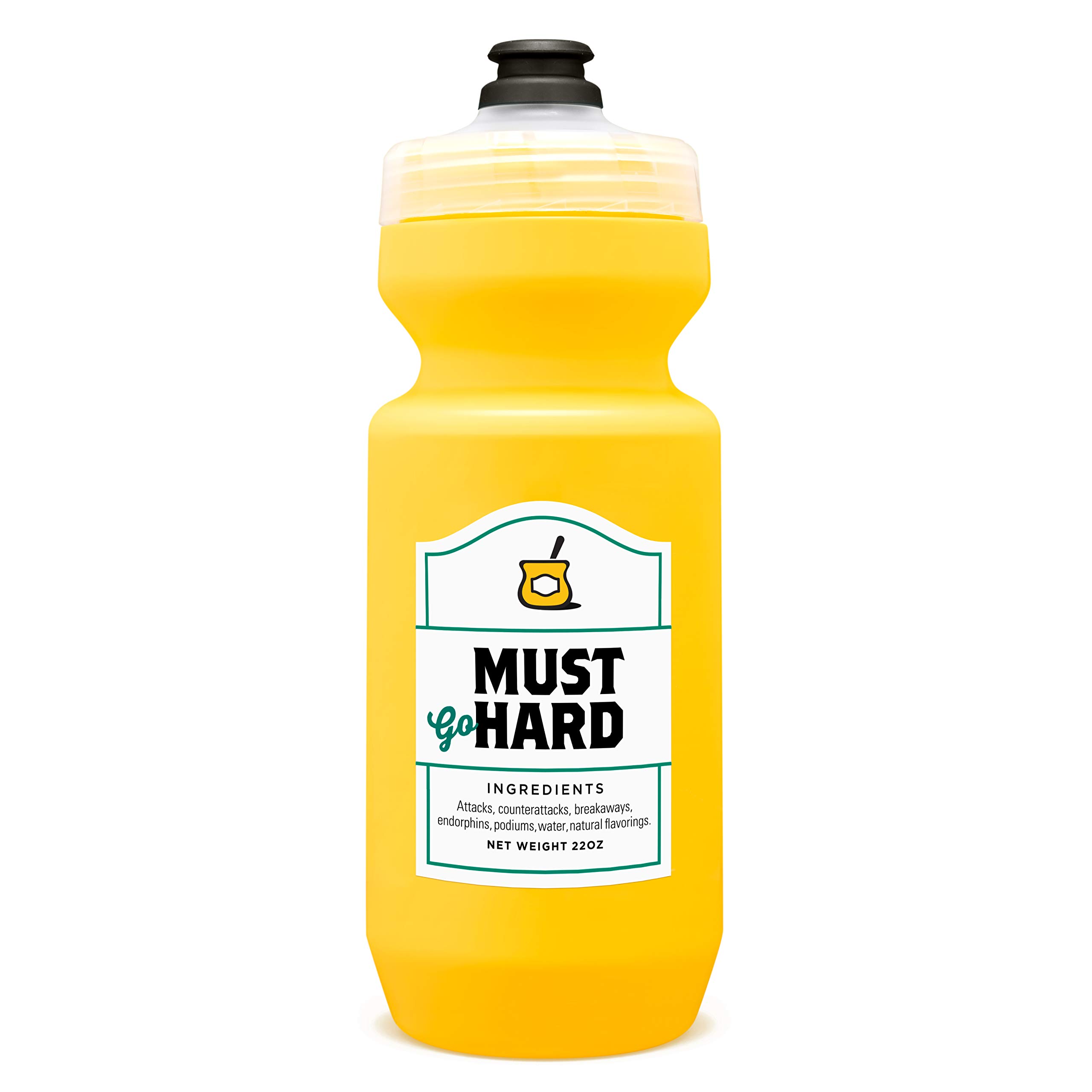 SPURCYCLE - "Must [GO] Hard Water Bottle|22 Ounces. Purist Water Bottle with MoFlo Cap, Resists Stains & Tastes Better. Flexible Bicycle Bottle. Don't Forget to Hydrate.