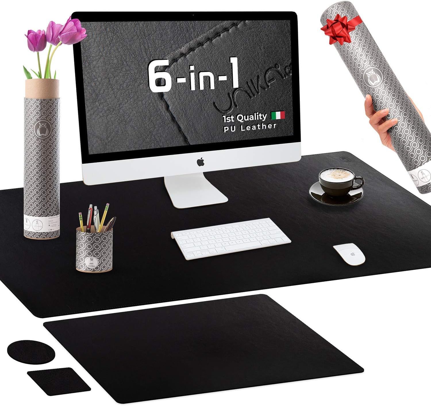 Premium Desk Pad Office Kit Italian PU Leather Desk Mat