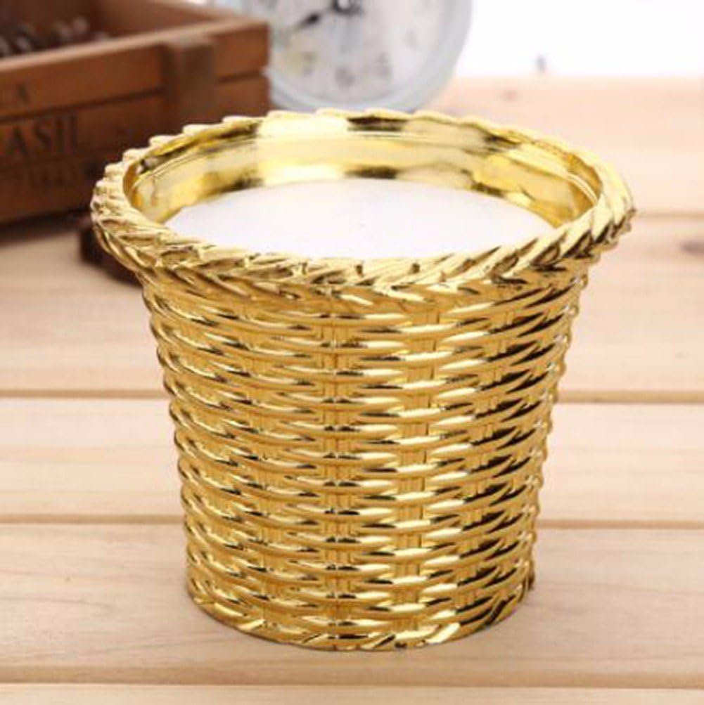 JRFBA Premium Simulation Gold Plated 11 Cm Plastic Flower Pot, Corrosion Resistant, Thickening, Cheap Vase