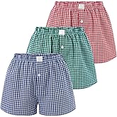 Numgug Womens Y2k Plaid Shorts Women Cute Striped Print Lounge Pajama Boxer Shorts Checkered Sleep Shorts Comfy & Casual Gingham PJ Shorts, 4X-Large, A Pack1