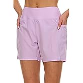 Hurley 5"/7" High Waisted Swim Shorts Women, Board Shorts with Pockets & Inner Liner, Quick Dry Swim Trunk, UPF 50+