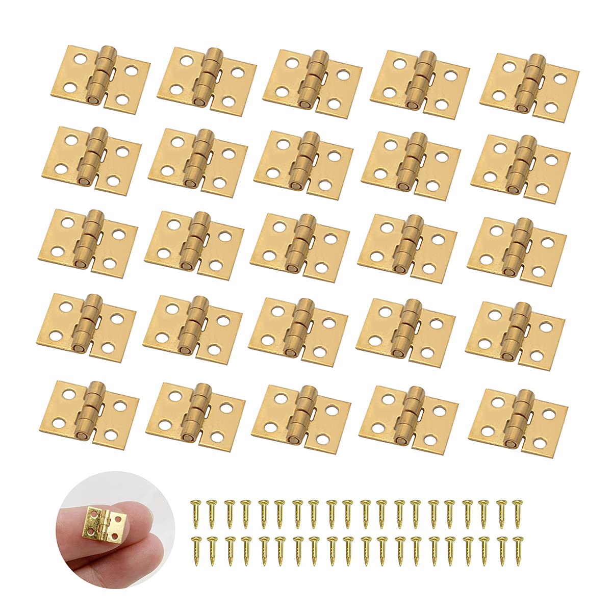 XNJIHWA 50 Pcs Mini Hinge Small Hinges for Crafts DIY Miniature Hinge for Vintage Door Folding Butt Hinges