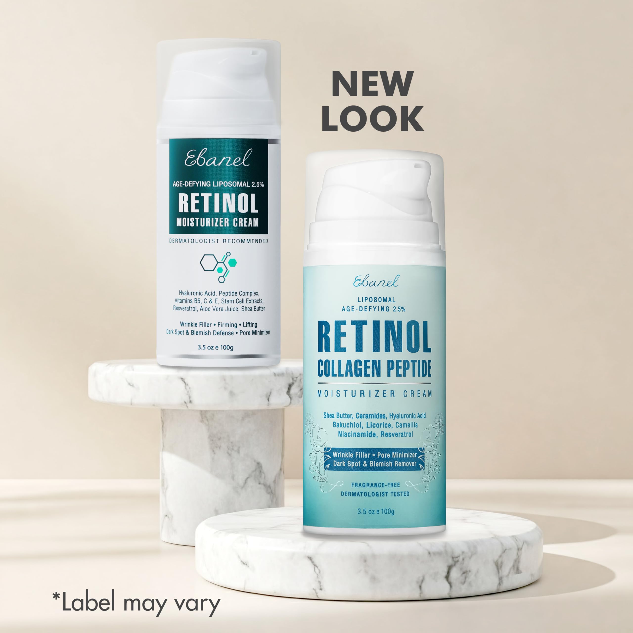 Ebanel Retinol Cream for Face 3.5 oz, Moisturizer with Collagen, Peptides, Ceramides, Hyaluronic Acid, Vitamin C & B5, Firming Anti Aging Face Cream for Wrinkles, Fine Lines, Dark Spots, Day & Night