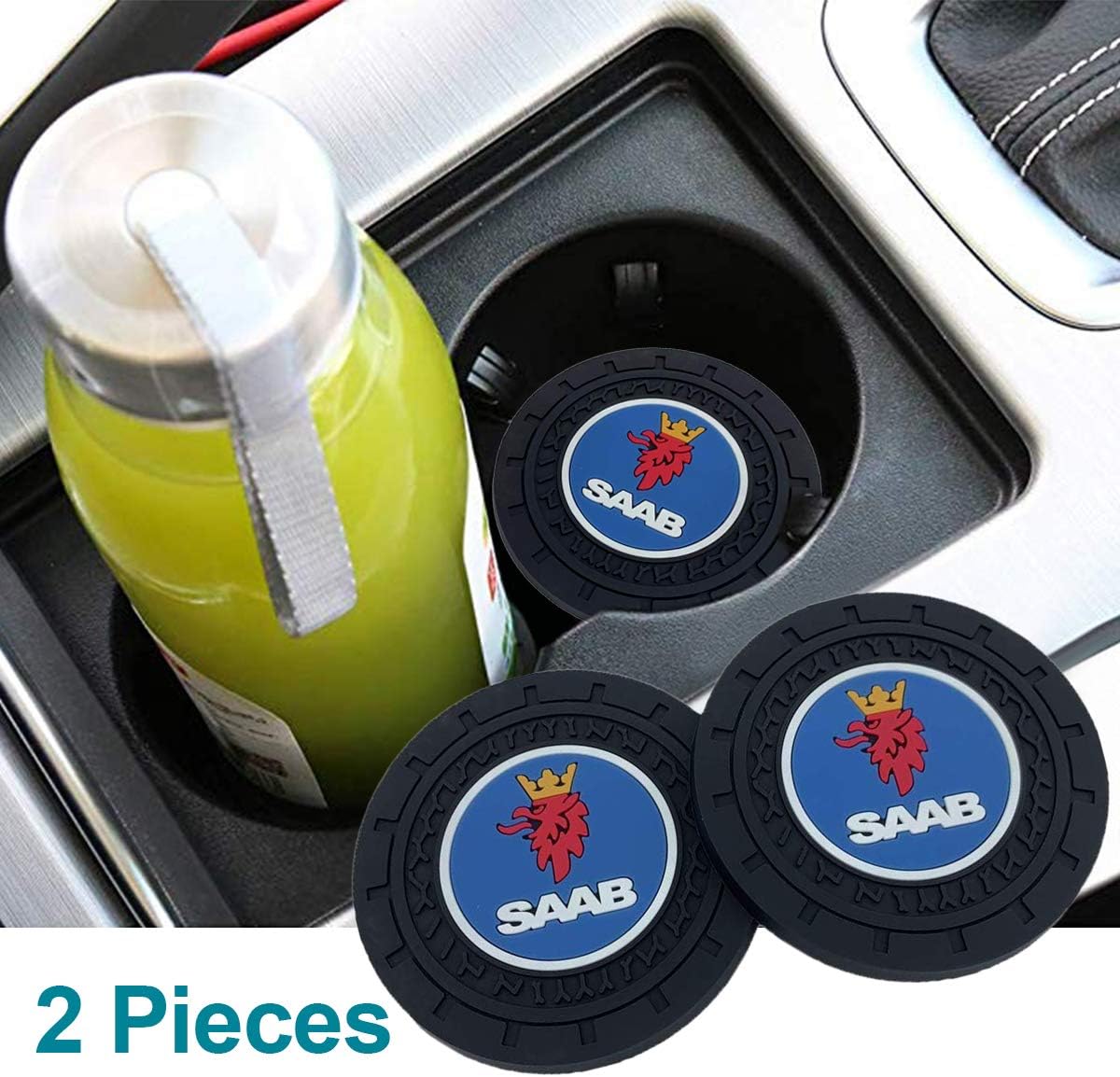 Wall Stickz Auto Sport 2.75 Inch Diameter Oval Tough Car Logo Vehicle Travel Auto Cup Holder Insert Coaster Can 2 Pcs Pack Fit SAAB Accessories