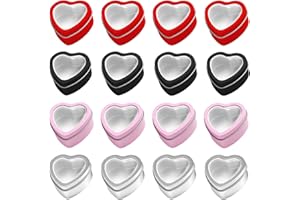SUNCH CRAFT 16 Pcs Metal Tins Jar 2 OZ Empty Heart Shaped Tins with Clear Window Lid for Candle Jars Art Crafts Candies Party Favors (Multicolors)