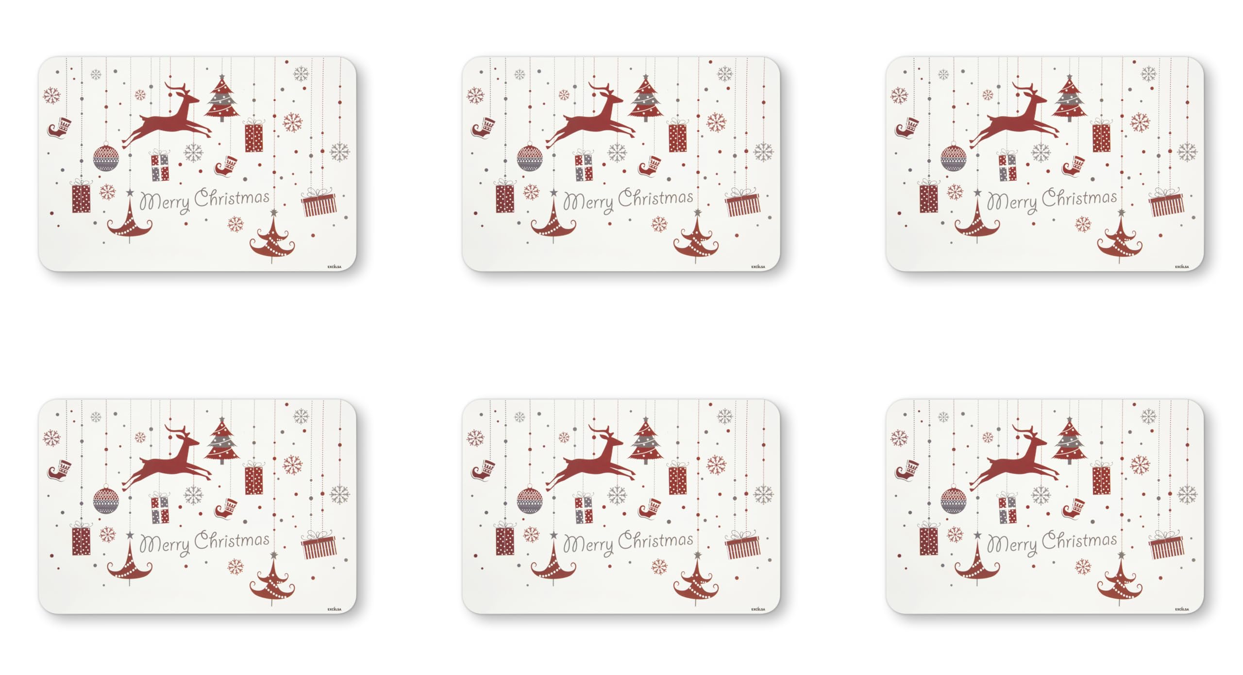Excelsa Merry Christmas Set of 6 Placemats, Polypropylene