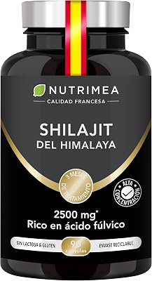 Shilajit – 2500 mg – 50% Ácido Fúlvico – Alta concentração – Resina shilajit pura – Energia, cognição e desempenho – 90 cápsulas vegan – Fabricado em França – Nutrimea