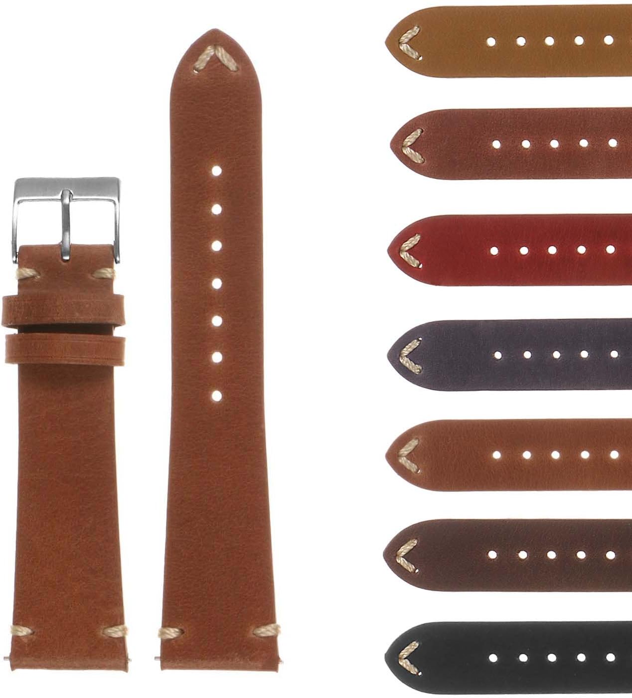 DASSARI Tribute II Quick Release Vintage Italian Leather Watch Band Strap 16mm 18mm 19mm 20mm 21mm 22mm 24mm 26mm