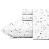 Eddie Bauer - Twin XL Sheet Set, Cotton Percale Bed Sheets, Crisp & Cool, Ideal Dorm Essentials (Animal Tracks White, Twin XL)