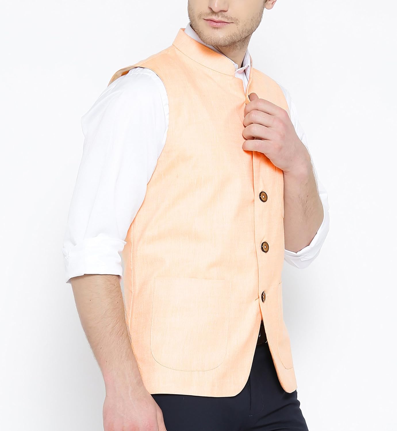 shaftesbury london men's cotton nehru jacket